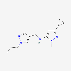 molecular formula C14H21N5 B11748767 3-cyclopropyl-1-methyl-N-[(1-propyl-1H-pyrazol-4-yl)methyl]-1H-pyrazol-5-amine CAS No. 1856042-49-3