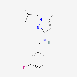 molecular formula C15H20FN3 B11748823 N-[(3-fluorophenyl)methyl]-5-methyl-1-(2-methylpropyl)-1H-pyrazol-3-amine CAS No. 1855940-76-9