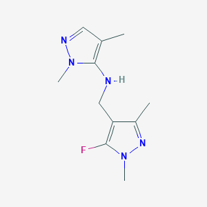 molecular formula C11H16FN5 B11748888 N-[(5-fluoro-1,3-dimethyl-1H-pyrazol-4-yl)methyl]-1,4-dimethyl-1H-pyrazol-5-amine 