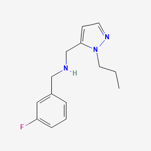 molecular formula C14H18FN3 B11748940 [(3-fluorophenyl)methyl][(1-propyl-1H-pyrazol-5-yl)methyl]amine 