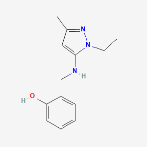 molecular formula C13H17N3O B11748946 2-{[(1-ethyl-3-methyl-1H-pyrazol-5-yl)amino]methyl}phenol 