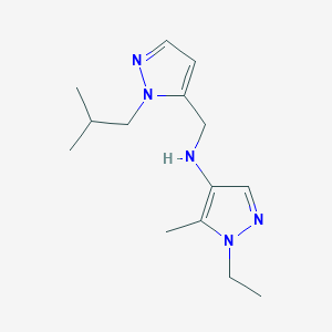 molecular formula C14H23N5 B11748978 1-ethyl-5-methyl-N-{[1-(2-methylpropyl)-1H-pyrazol-5-yl]methyl}-1H-pyrazol-4-amine 