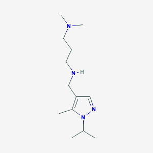 molecular formula C13H26N4 B11748990 [3-(dimethylamino)propyl]({[5-methyl-1-(propan-2-yl)-1H-pyrazol-4-yl]methyl})amine 