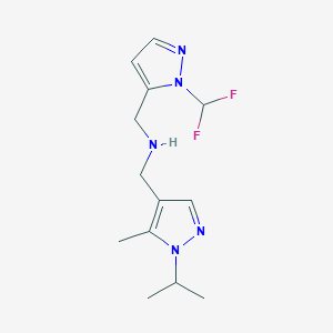 molecular formula C13H19F2N5 B11749000 {[1-(difluoromethyl)-1H-pyrazol-5-yl]methyl}({[5-methyl-1-(propan-2-yl)-1H-pyrazol-4-yl]methyl})amine 