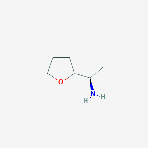 molecular formula C6H13NO B11749011 (1R)-1-(oxolan-2-yl)ethan-1-amine 