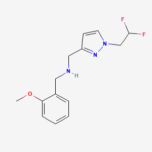 molecular formula C14H17F2N3O B11749147 {[1-(2,2-difluoroethyl)-1H-pyrazol-3-yl]methyl}[(2-methoxyphenyl)methyl]amine 