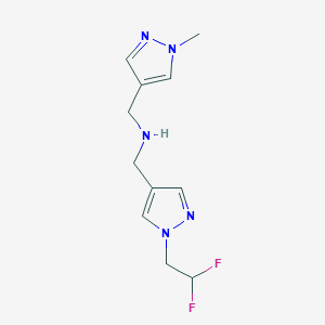 molecular formula C11H15F2N5 B11749151 {[1-(2,2-difluoroethyl)-1H-pyrazol-4-yl]methyl}[(1-methyl-1H-pyrazol-4-yl)methyl]amine CAS No. 1856092-82-4