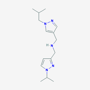 molecular formula C15H25N5 B11749160 {[1-(2-methylpropyl)-1H-pyrazol-4-yl]methyl}({[1-(propan-2-yl)-1H-pyrazol-3-yl]methyl})amine CAS No. 1855941-35-3