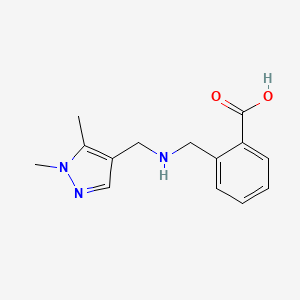 molecular formula C14H17N3O2 B11749258 2-({[(1,5-dimethyl-1H-pyrazol-4-yl)methyl]amino}methyl)benzoic acid 