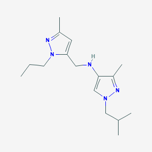 molecular formula C16H27N5 B11749280 3-methyl-N-[(3-methyl-1-propyl-1H-pyrazol-5-yl)methyl]-1-(2-methylpropyl)-1H-pyrazol-4-amine 