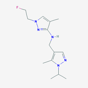 molecular formula C14H22FN5 B11749304 1-(2-fluoroethyl)-4-methyl-N-{[5-methyl-1-(propan-2-yl)-1H-pyrazol-4-yl]methyl}-1H-pyrazol-3-amine 