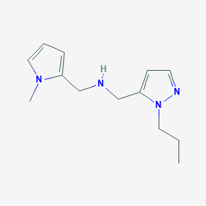 molecular formula C13H20N4 B11749305 [(1-methyl-1H-pyrrol-2-yl)methyl][(1-propyl-1H-pyrazol-5-yl)methyl]amine 