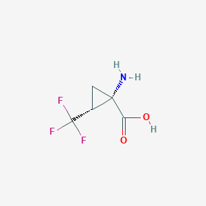 molecular formula C5H6F3NO2 B11749336 (1S,2R)-1-Amino-2-(trifluoromethyl)cyclopropane-1-carboxylic acid 