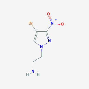 molecular formula C5H7BrN4O2 B11749352 2-(4-bromo-3-nitro-1H-pyrazol-1-yl)ethan-1-amine 