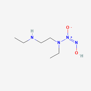 molecular formula C6H16N4O2 B11749385 (1Z)-2-ethyl-2-[2-(ethylamino)ethyl]-1-(hydroxyimino)hydrazin-1-ium-1-olate 