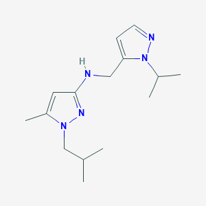 molecular formula C15H25N5 B11749443 5-methyl-1-(2-methylpropyl)-N-{[1-(propan-2-yl)-1H-pyrazol-5-yl]methyl}-1H-pyrazol-3-amine 