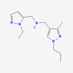 molecular formula C14H23N5 B11749453 [(1-ethyl-1H-pyrazol-5-yl)methyl][(3-methyl-1-propyl-1H-pyrazol-4-yl)methyl]amine 