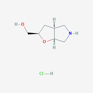 molecular formula C7H14ClNO2 B11749491 rac-(2R,3AS,6aS)-hexahydro-2H-furo[2,3-c]pyrrol-2-ylmethanol hydrochloride 