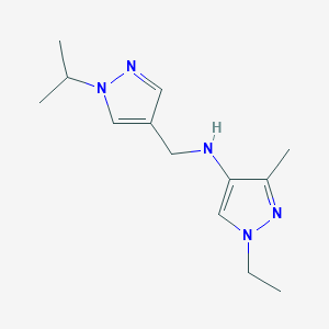 molecular formula C13H21N5 B11749502 1-ethyl-3-methyl-N-{[1-(propan-2-yl)-1H-pyrazol-4-yl]methyl}-1H-pyrazol-4-amine 