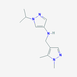 molecular formula C12H19N5 B11749509 N-[(1,5-dimethyl-1H-pyrazol-4-yl)methyl]-1-(propan-2-yl)-1H-pyrazol-4-amine 