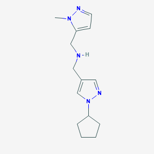 molecular formula C14H21N5 B11749548 [(1-cyclopentyl-1H-pyrazol-4-yl)methyl][(1-methyl-1H-pyrazol-5-yl)methyl]amine 