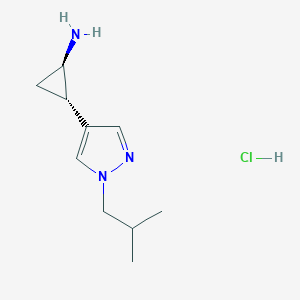 molecular formula C10H18ClN3 B11749551 (1R,2S)-2-[1-(2-methylpropyl)-1H-pyrazol-4-yl]cyclopropan-1-amine hydrochloride 