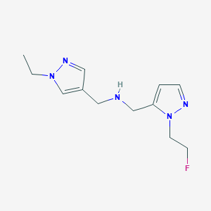 molecular formula C12H18FN5 B11749571 [(1-ethyl-1H-pyrazol-4-yl)methyl]({[1-(2-fluoroethyl)-1H-pyrazol-5-yl]methyl})amine 