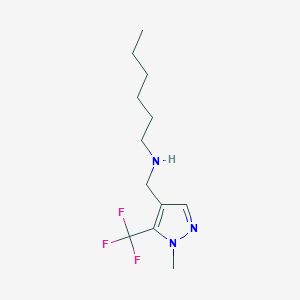 molecular formula C12H20F3N3 B11749739 hexyl({[1-methyl-5-(trifluoromethyl)-1H-pyrazol-4-yl]methyl})amine 