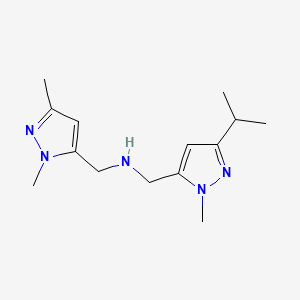 molecular formula C14H23N5 B11749815 [(1,3-dimethyl-1H-pyrazol-5-yl)methyl]({[1-methyl-3-(propan-2-yl)-1H-pyrazol-5-yl]methyl})amine 