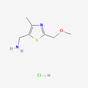 molecular formula C7H13ClN2OS B11749840 1-[2-(Methoxymethyl)-4-methyl-1,3-thiazol-5-yl]methanamine hydrochloride 