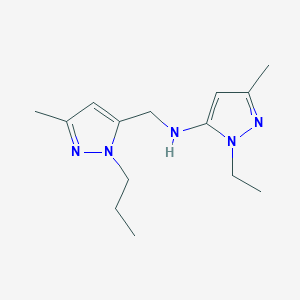 molecular formula C14H23N5 B11749842 1-ethyl-3-methyl-N-[(3-methyl-1-propyl-1H-pyrazol-5-yl)methyl]-1H-pyrazol-5-amine 