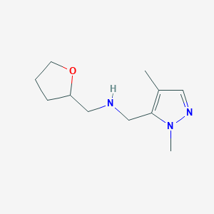 molecular formula C11H19N3O B11749978 [(1,4-dimethyl-1H-pyrazol-5-yl)methyl][(oxolan-2-yl)methyl]amine 