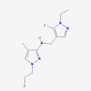 molecular formula C12H17F2N5 B11749986 N-[(1-ethyl-5-fluoro-1H-pyrazol-4-yl)methyl]-1-(2-fluoroethyl)-4-methyl-1H-pyrazol-3-amine 