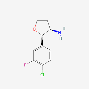 molecular formula C10H11ClFNO B11750003 (2R,3R)-2-(4-chloro-3-fluorophenyl)oxolan-3-amine 