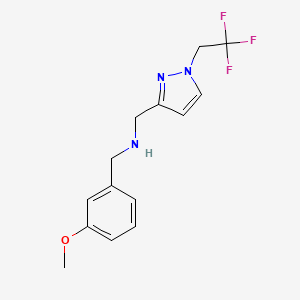 molecular formula C14H16F3N3O B11750022 [(3-methoxyphenyl)methyl]({[1-(2,2,2-trifluoroethyl)-1H-pyrazol-3-yl]methyl})amine 