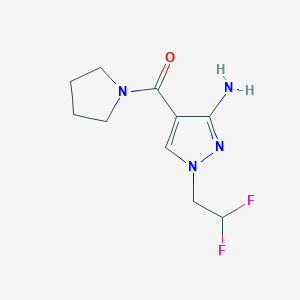 molecular formula C10H14F2N4O B11750042 1-(2,2-Difluoroethyl)-4-(pyrrolidin-1-ylcarbonyl)-1H-pyrazol-3-amine 