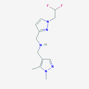 molecular formula C12H17F2N5 B11750111 {[1-(2,2-difluoroethyl)-1H-pyrazol-3-yl]methyl}[(1,5-dimethyl-1H-pyrazol-4-yl)methyl]amine 