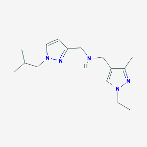 molecular formula C15H25N5 B11750174 [(1-ethyl-3-methyl-1H-pyrazol-4-yl)methyl]({[1-(2-methylpropyl)-1H-pyrazol-3-yl]methyl})amine 