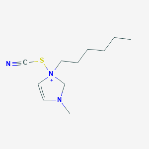 molecular formula C11H20N3S+ B11750201 1-(cyanosulfanyl)-1-hexyl-3-methyl-2,3-dihydro-1H-imidazol-1-ium 