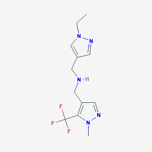 molecular formula C12H16F3N5 B11750265 [(1-ethyl-1H-pyrazol-4-yl)methyl]({[1-methyl-5-(trifluoromethyl)-1H-pyrazol-4-yl]methyl})amine 