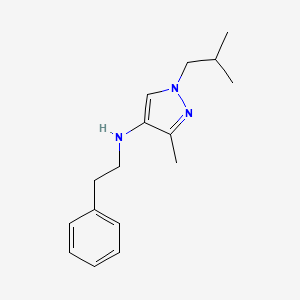 molecular formula C16H23N3 B11750327 3-methyl-1-(2-methylpropyl)-N-(2-phenylethyl)-1H-pyrazol-4-amine 