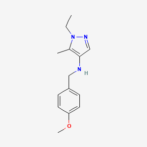 molecular formula C14H19N3O B11750437 1-ethyl-N-(4-methoxybenzyl)-5-methyl-1H-pyrazol-4-amine 