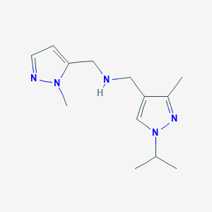 molecular formula C13H21N5 B11750474 {[3-methyl-1-(propan-2-yl)-1H-pyrazol-4-yl]methyl}[(1-methyl-1H-pyrazol-5-yl)methyl]amine 