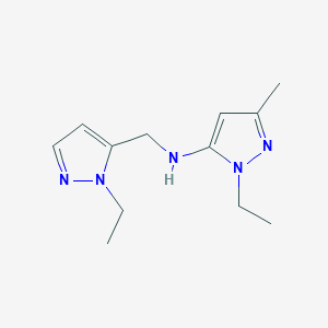 molecular formula C12H19N5 B11750564 1-ethyl-N-[(1-ethyl-1H-pyrazol-5-yl)methyl]-3-methyl-1H-pyrazol-5-amine 