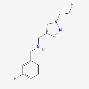 molecular formula C13H15F2N3 B11750598 {[1-(2-fluoroethyl)-1H-pyrazol-4-yl]methyl}[(3-fluorophenyl)methyl]amine 