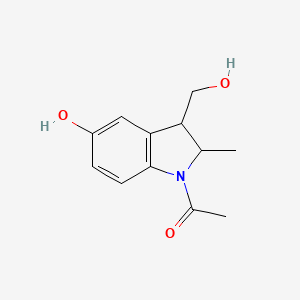 molecular formula C12H15NO3 B11750614 1-[5-hydroxy-3-(hydroxymethyl)-2-methyl-2,3-dihydro-1H-indol-1-yl]ethan-1-one 