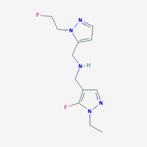 molecular formula C12H17F2N5 B11750795 [(1-ethyl-5-fluoro-1H-pyrazol-4-yl)methyl]({[1-(2-fluoroethyl)-1H-pyrazol-5-yl]methyl})amine 