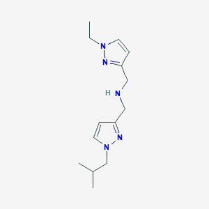 molecular formula C14H23N5 B11750870 [(1-ethyl-1H-pyrazol-3-yl)methyl]({[1-(2-methylpropyl)-1H-pyrazol-3-yl]methyl})amine 