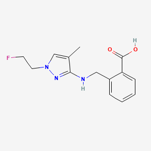 molecular formula C14H16FN3O2 B11751077 2-({[1-(2-fluoroethyl)-4-methyl-1H-pyrazol-3-yl]amino}methyl)benzoic acid 