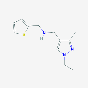 molecular formula C12H17N3S B11751304 [(1-ethyl-3-methyl-1H-pyrazol-4-yl)methyl][(thiophen-2-yl)methyl]amine 